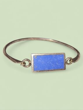 Lapis And Sterling Silver Reversible Bar Bracelet With Cutout Design
